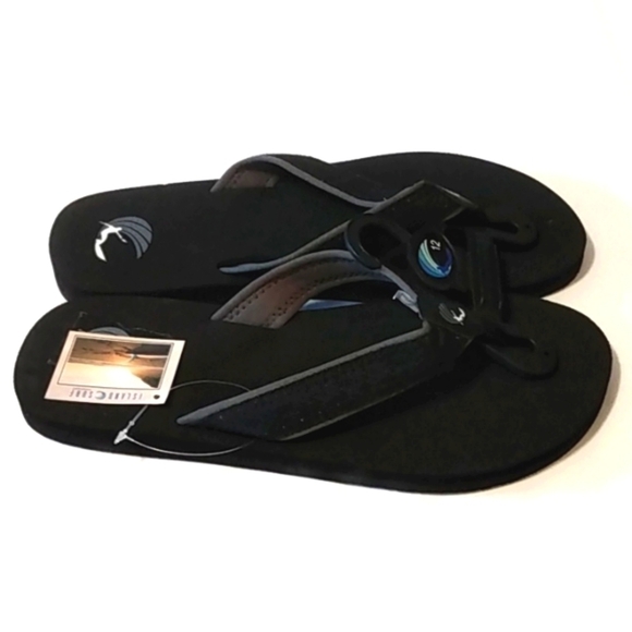 ISLAND SURF BLACK BAY FLIP FLOPS SANDALS SIZE 12 NWT - Picture 3 of 7